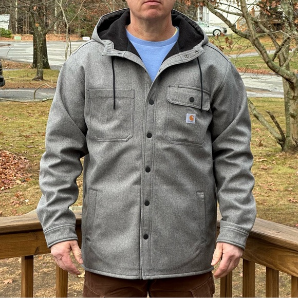 Carhartt Rain Defender Hooded Jacket Men’s Large Relaxed Fit Gray - Picture 4 of 13